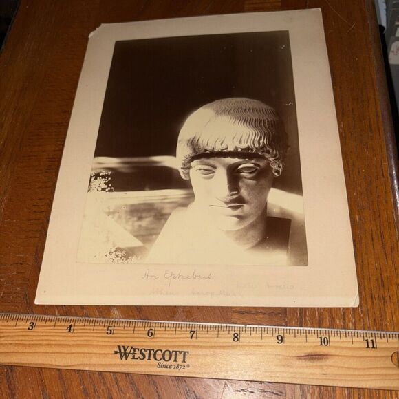 Vintage Greek Ephebus Adolescent Head Bust Mounted Sculpture Photo - Picture 1 of 2